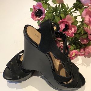 🌸Gianni Bini Welton Black Wedge Sandals 9 1/2🌸